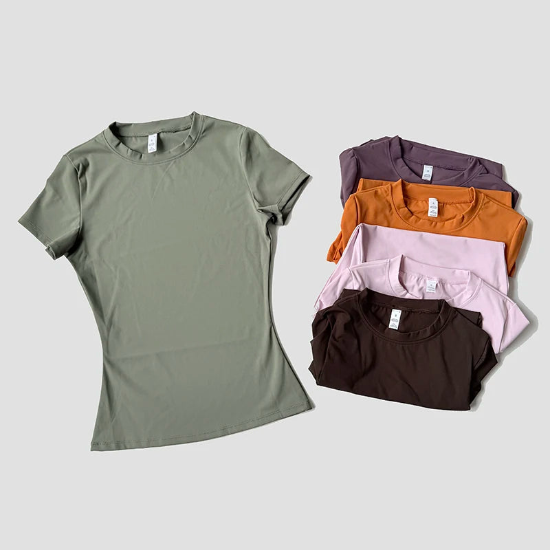 Women Yoga Top Seamless Sport T Shirts Fitness Clothes Short Sleeve