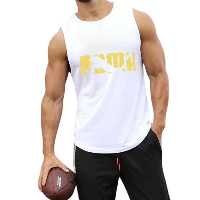 2026 New Men's Leopard Logo Tank Tops Casual Sleeveless Shirts Summer