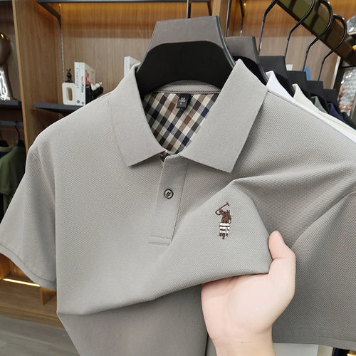 Luxury brand silk cotton short sleeve polo shirt comfort breathable