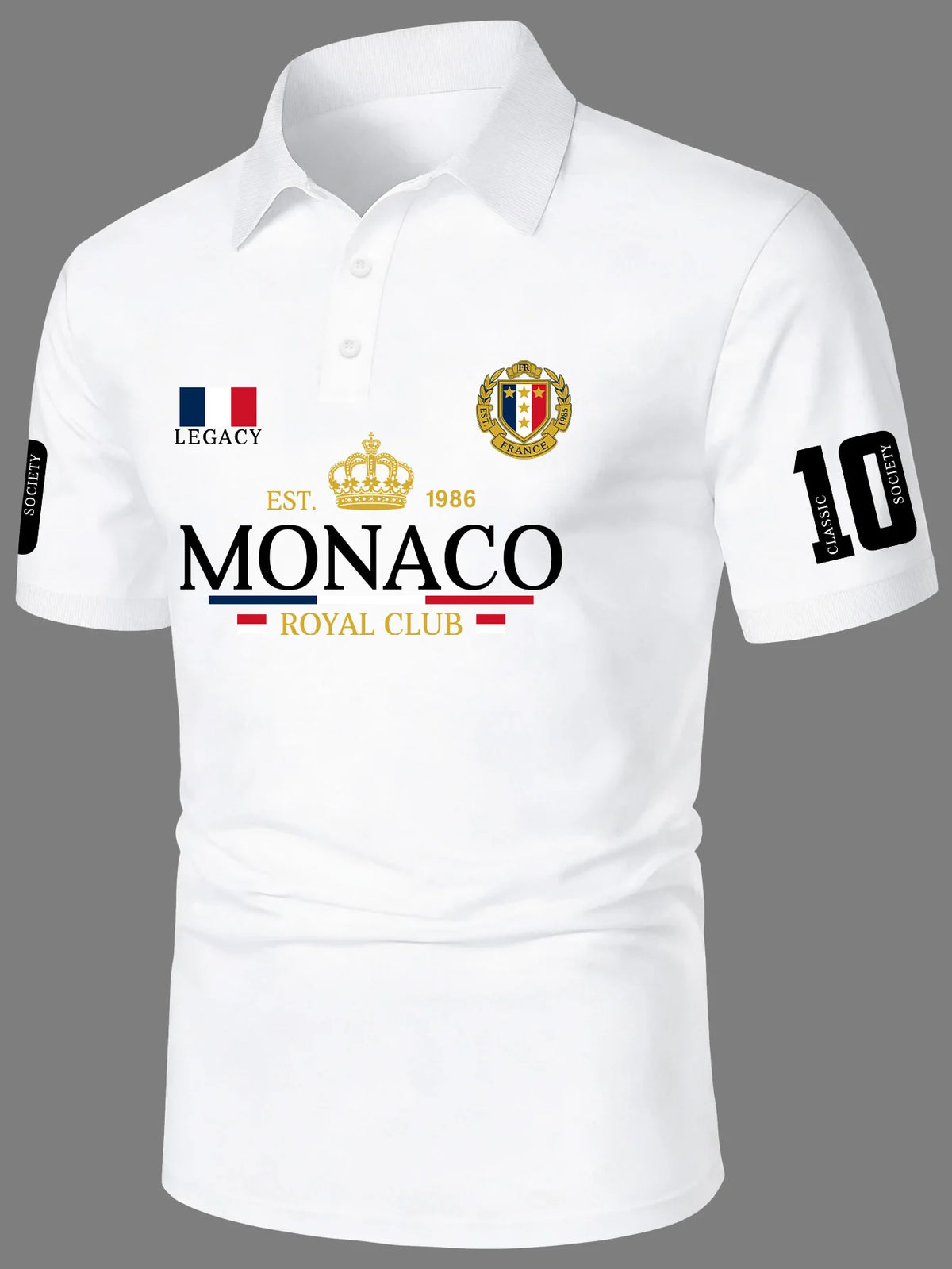 Men's Elegant Style Polo Shirt Royal Crown Print Turn Down Collar