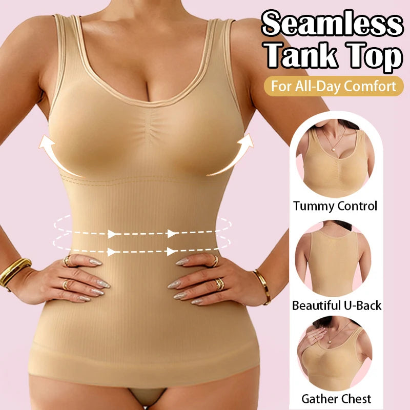2pcs Women Tummy Control Shapewear Breathable 3-IN-1 With Padded Bra