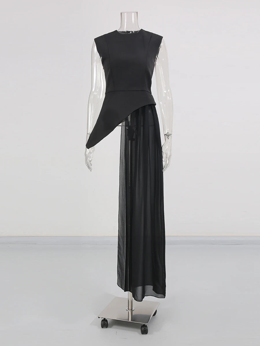 TWOTWINSTYLE Solid Slimming Spliced Folds Irregular Blouses for Women