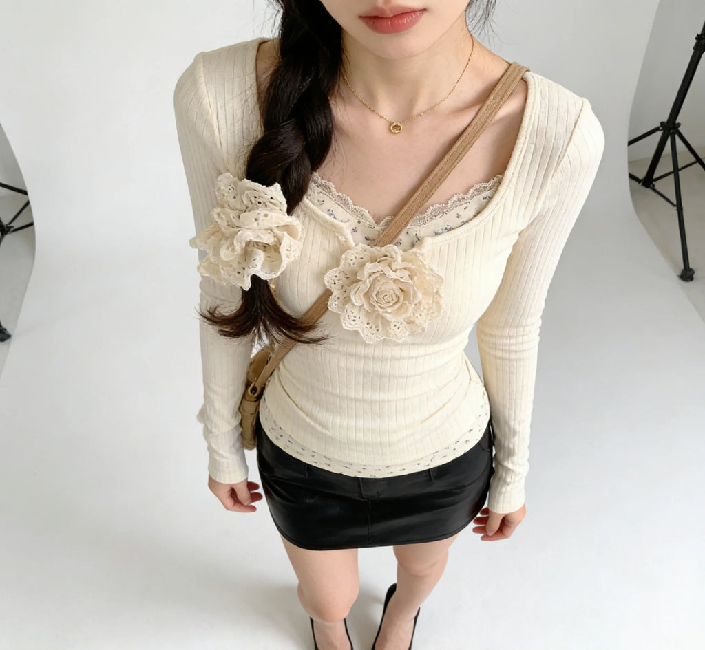 2026 Women's Fashion Trend Solid Color Sexy Lace Jacquard Two-Piece