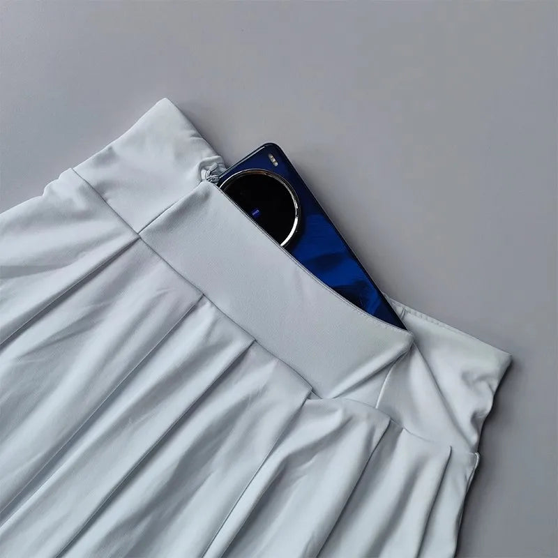 Women's Tennis Outfit Set Short-Sleeved Polo Shirt & Pleated