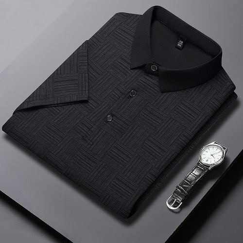 2024 Men's New Printed Business Casual Short sleeved POLO Shirt