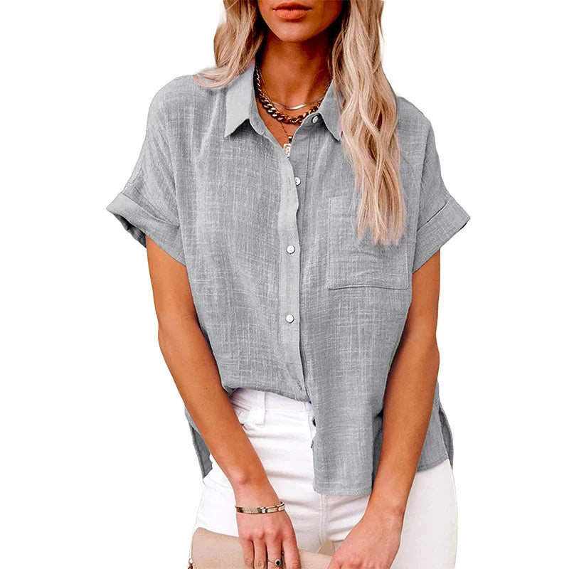Women's S-3XL Size Spring Summer New Casual Shirts Tops Cotton Linen