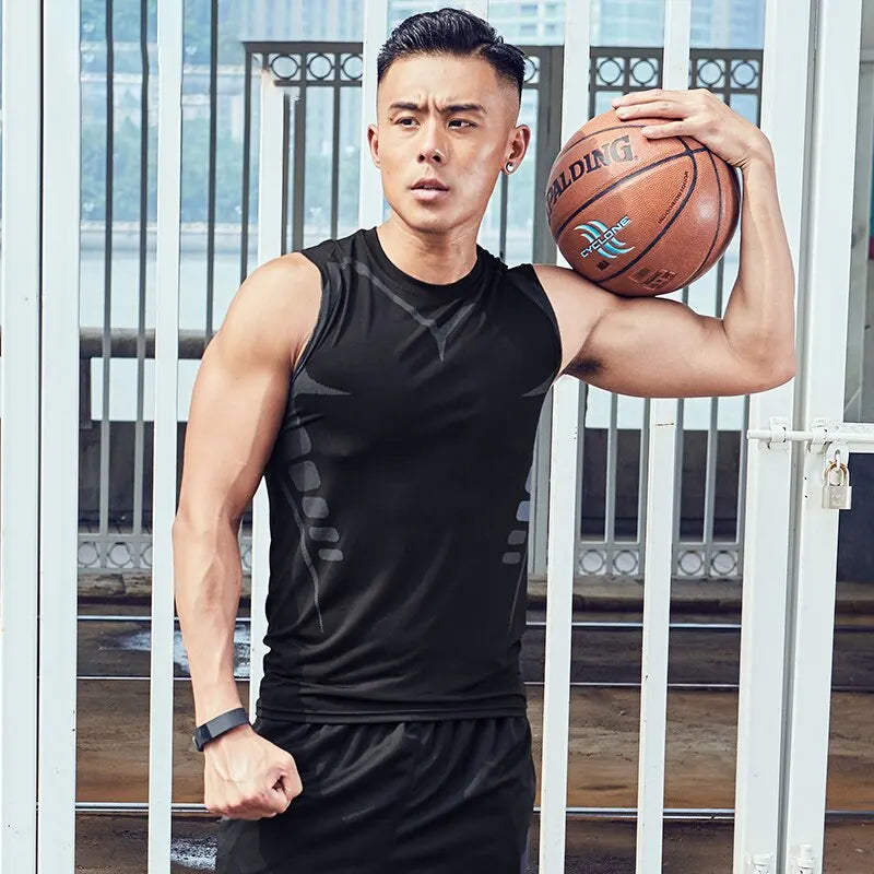 Sports Vest Men's Running Short-sleeved Quick-drying Sleeveless Ice