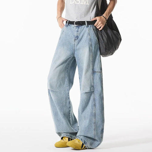 Spring And Summer Retro Blue Curved Knife Jeans Korean Version Men'S