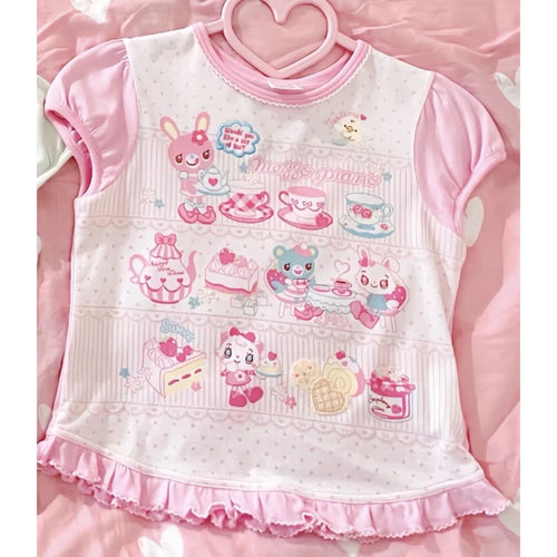 2026 Vintage Cartoon Printed T-shit Women Long Sleeve Spring Clothing
