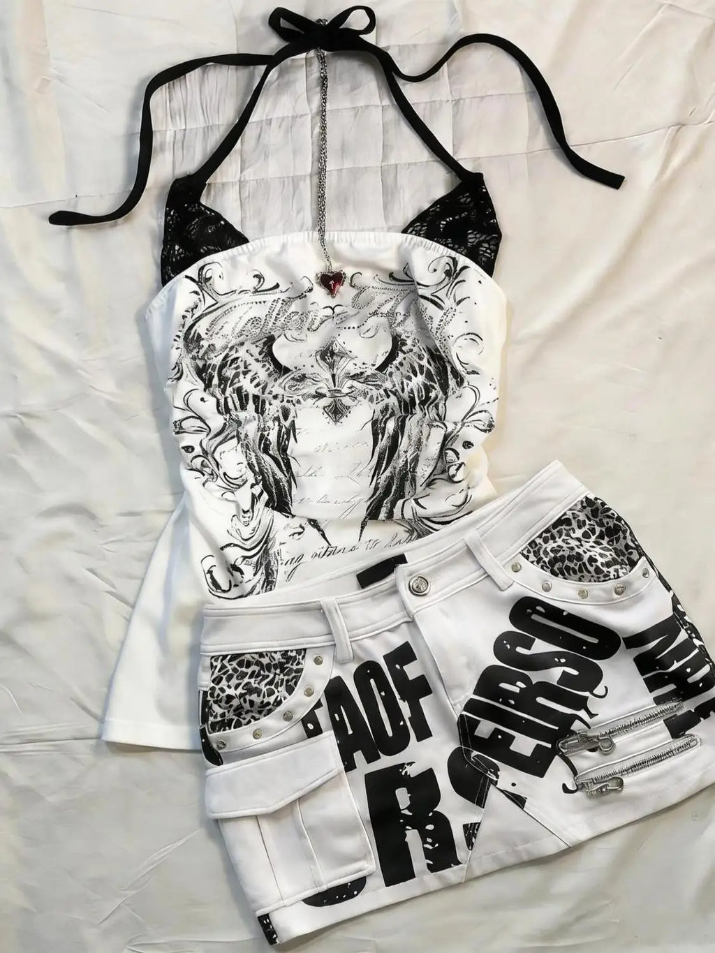 Cool Gothic Punk Halter Tops For Women Y2K Vintage Printed Sleeveless