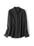SuyaDream Women Silk Dress Shirts 100% REAL SILK Solid Long Sleeved