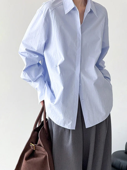 Women Cotton Material Blouses Turn Down Collar Office Blouses Womens