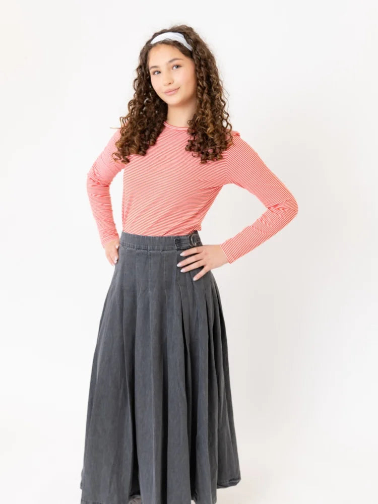 AP SS26 pinstripe and multi stripe teen women girls fitted long sleeve