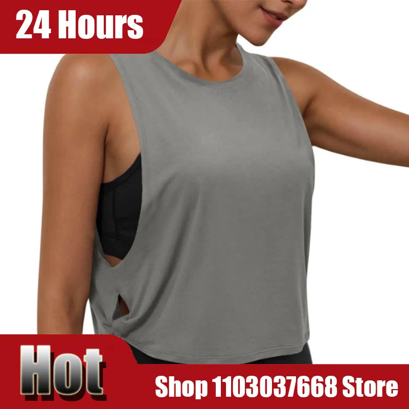 Women Sleeveless Yoga Tops Running Short Tank Crop Top Athletic Vest