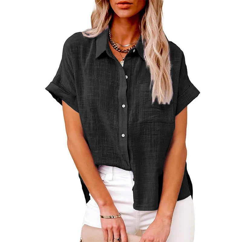 Women's S-3XL Size Spring Summer New Casual Shirts Tops Cotton Linen