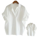 Women Blouses Spring Summer Breathable Simple Short Batwing Sleeve