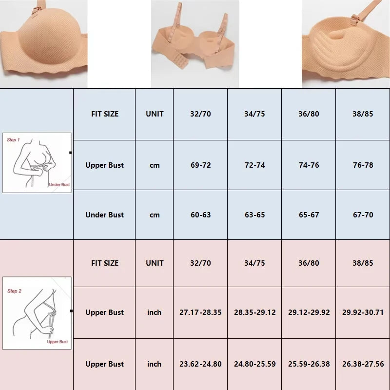 One-piece Seamless Women's Push Up Bra Removable Shoulder Straps