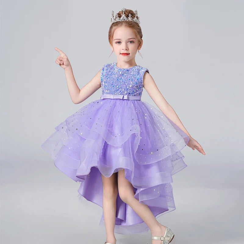 2023 Hot style Summer Sequin Lace Tuxedo Wedding Dress for girls 3-13
