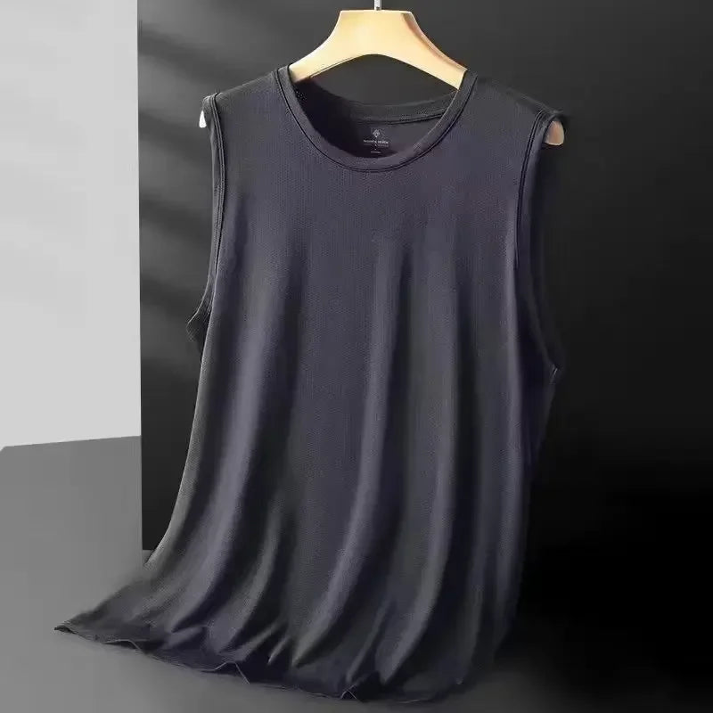 Men's Ice Silk Mesh Tank Tops Gym Stringer Transparent Bodybuilding