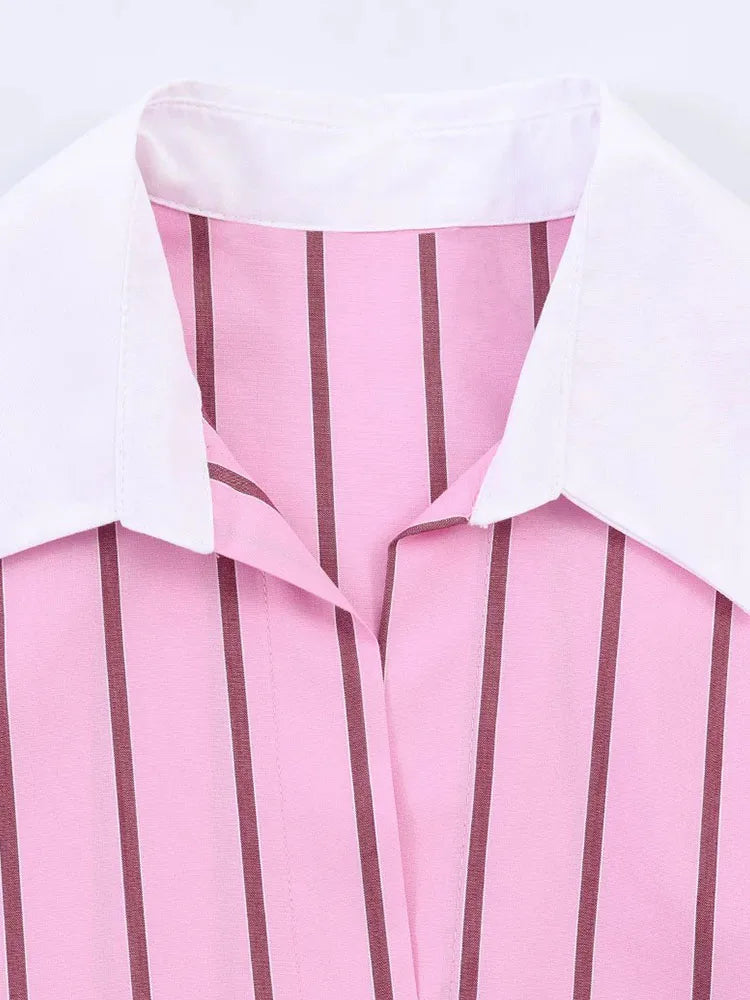 Women Blouses Tops Spring New Fashion Color Blocking Elegant Women's