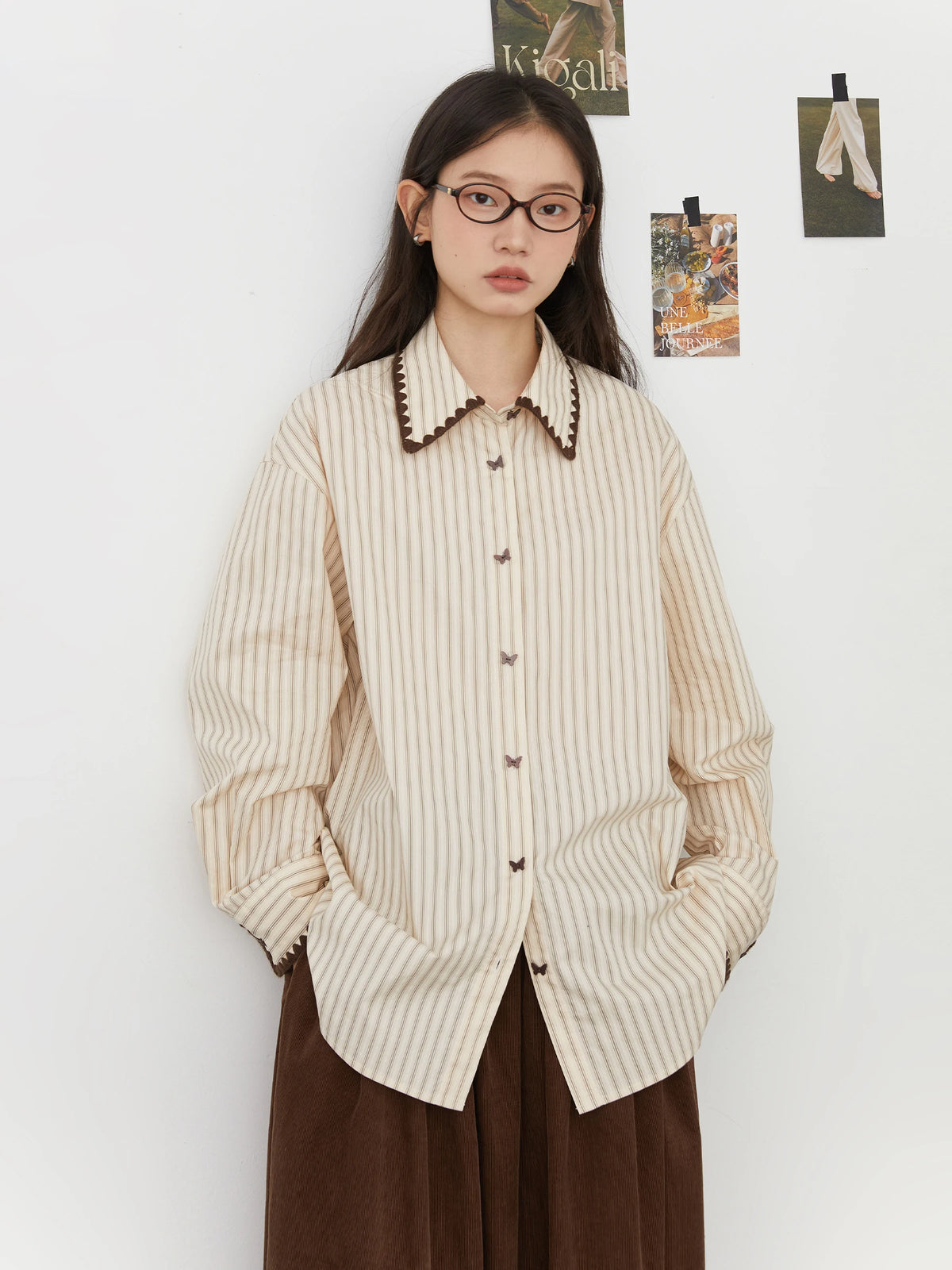 CHIC VEN Fashion Women Shirt Loose Striped Long Sleeve Female Blouses