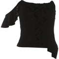 Kliou Sexy Fashion Tank Tops Woman Irregular Ruffles Wrap Chest Off