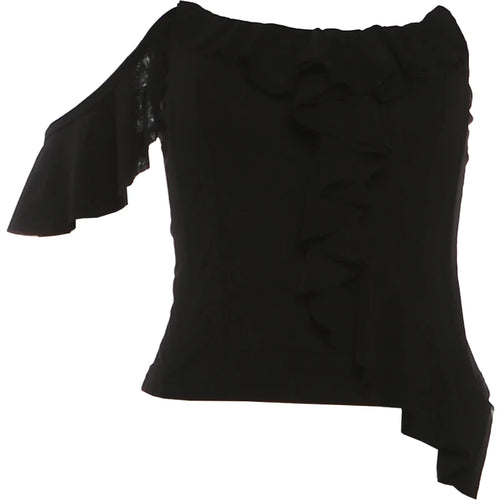 Kliou Sexy Fashion Tank Tops Woman Irregular Ruffles Wrap Chest Off
