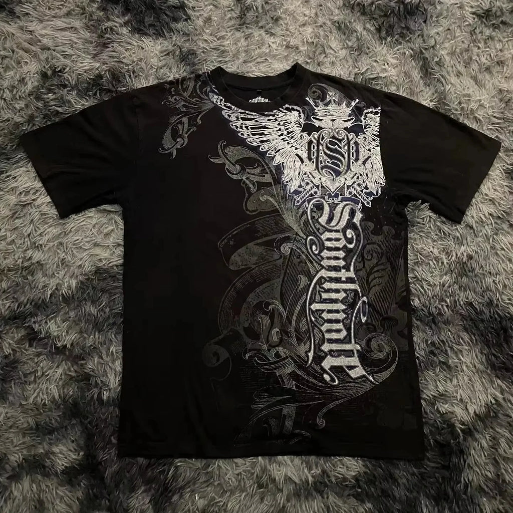 Classic Y2K Gothic Style T-shirt Print Oversized T Shirt High Street