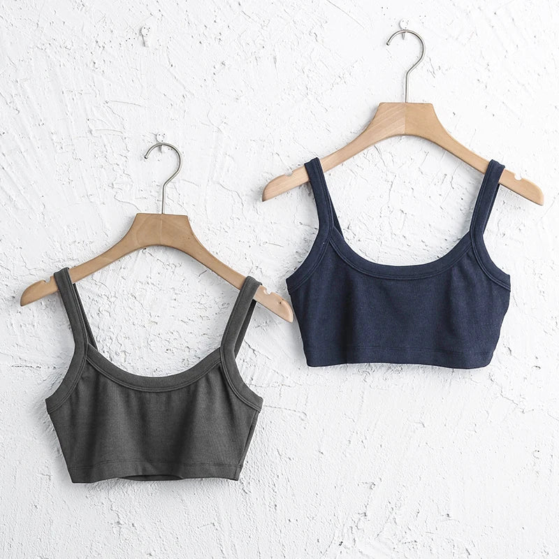 Women's Cotton Crop Top Summer Hot Girl Sleeveless Tank Tops Sexy