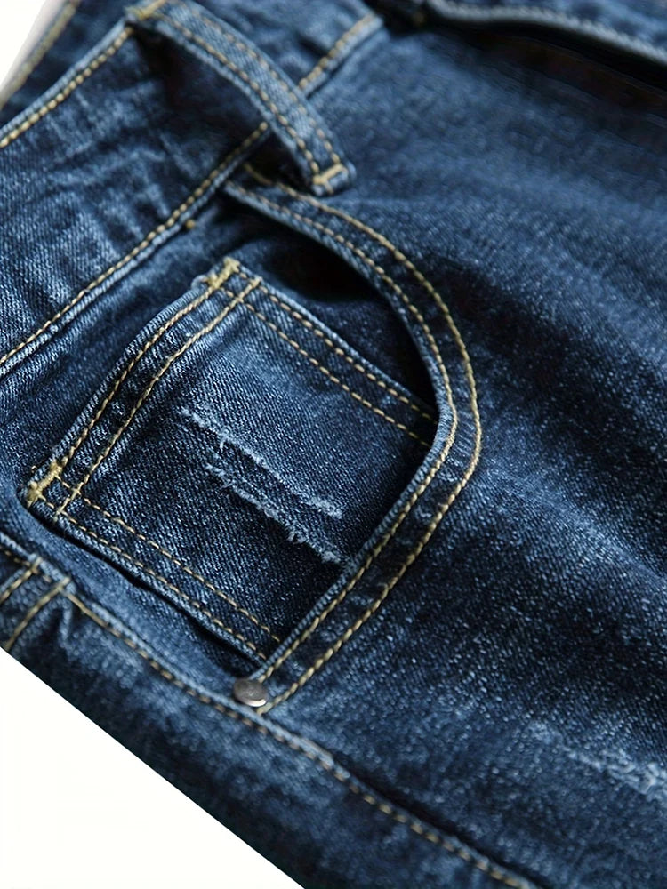 New men's plus size slim fit jeans high stretch casual denim shorts
