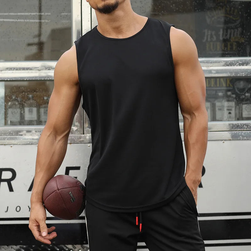 Men's Gym Tank Top Fitness Sleeveless Running Sports T-Shirt Men