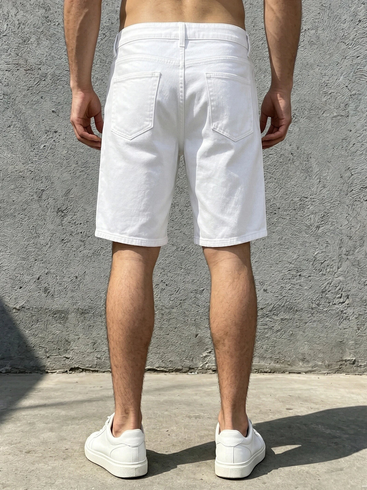 Men Jeans Denim Pants Clothing Trousers Shorts Men's Casual White