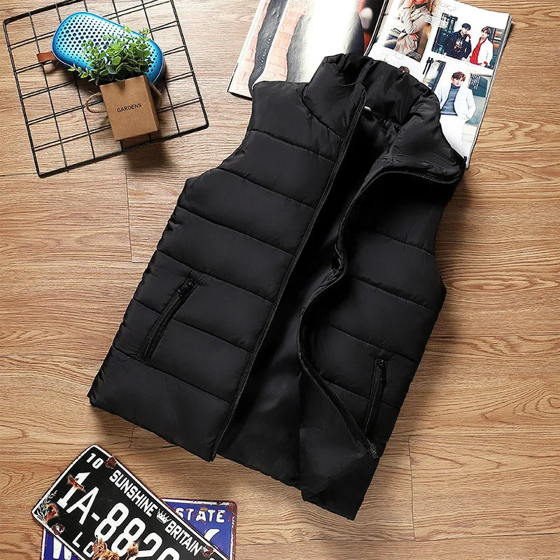 Mens Vest Jacket Warm Sleeveless Jackets Winter Waterproof Zipper Coat