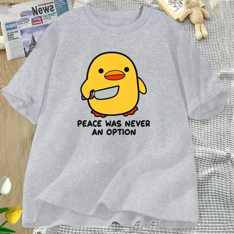 Peace Was Never An Option Cute Animal Tshirt Funny Goose Graphic T