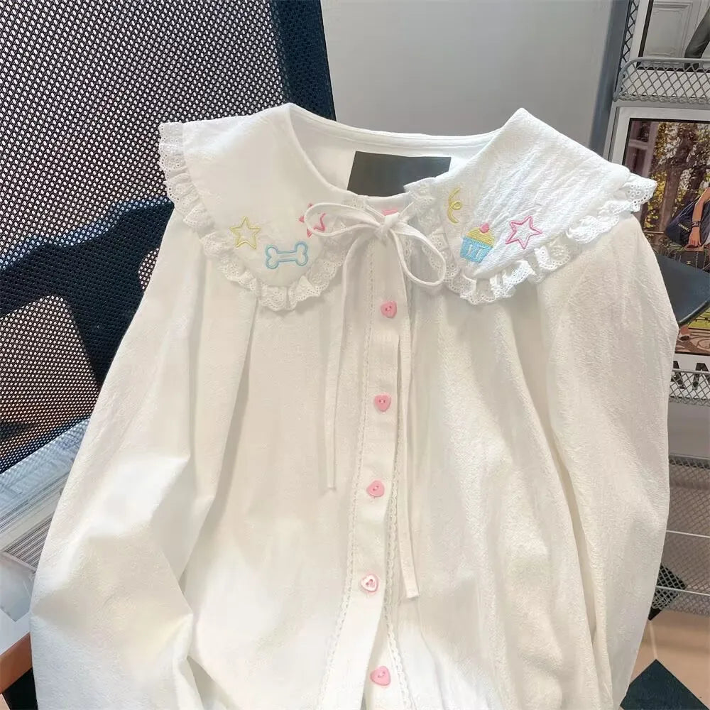 Japanese Kawaii Cute Lolita Blouses Women Vintage Sweet Schoolgirl