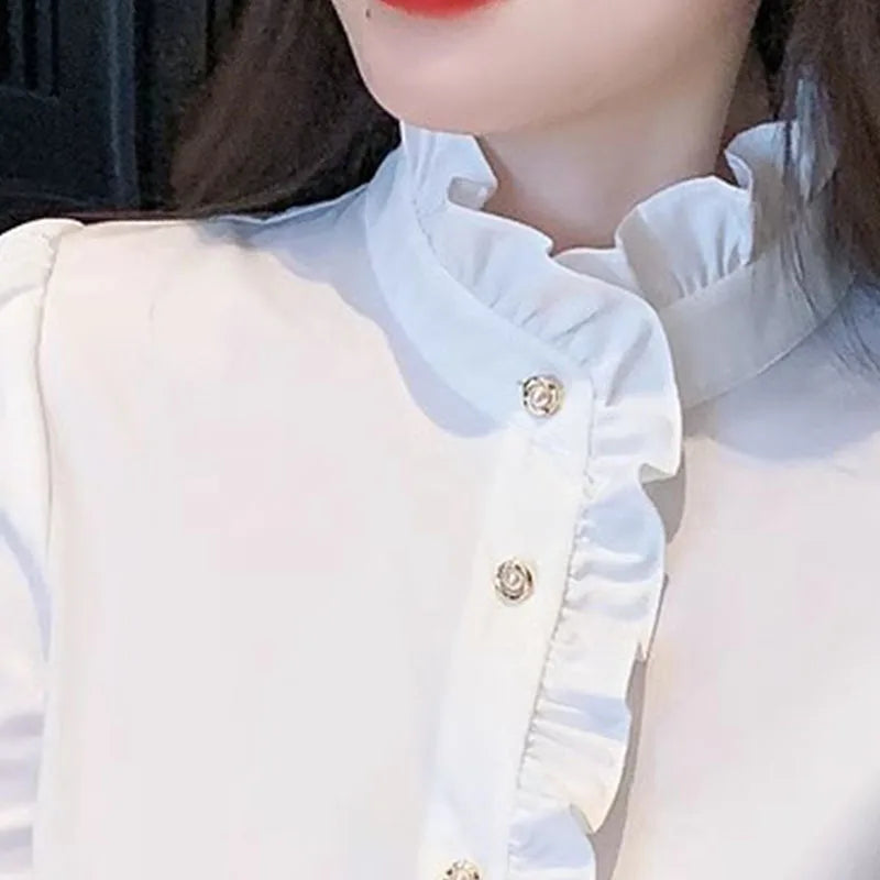 1pcs Woman Spring Autumn French Style Elegant Shirts Lady Fashion