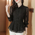 Elegant Floral Long Sleeve Chiffon Blouse Women's Autumn New