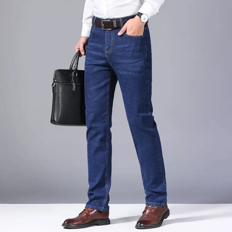 Men Fashion Straight Jeans Mens 2025 New Stretch Slim Fit Pants