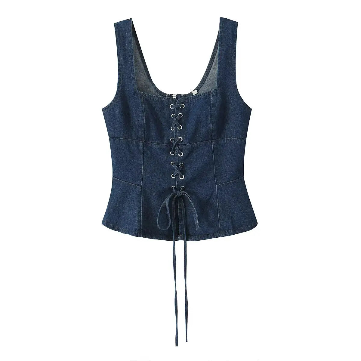 2025 Sexy Square Collar Blue Denim Camis Sexy Corset Women Front Cross