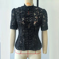 Tossy Fashion Hollow Out Lace Shirts Cardigan Women's Short Sleeve