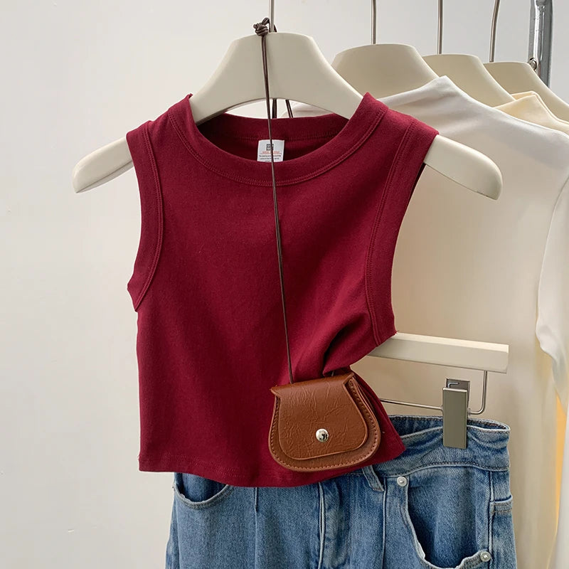 2026 Tank Top for Women Ribbed Down Sleeveless Blouse Solid Color