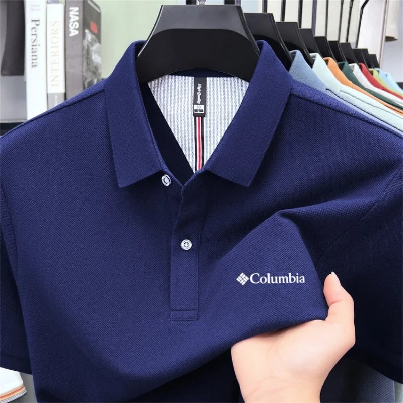 100% pure cotton 2026high-end brand men's short sleeve polo shirt