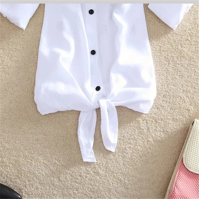 Women Spring Summer Casual Blouses Shirts Lady Long Sleeve Turn-down