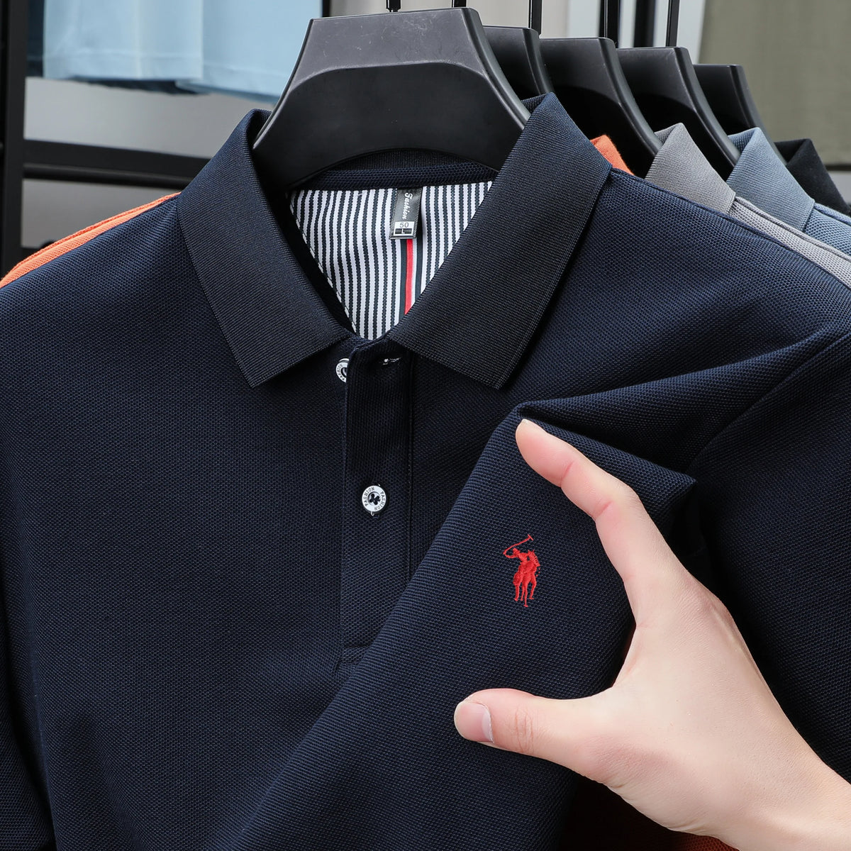 100% pure cotton 2025 summer men's Polo T-shirt high-end designer