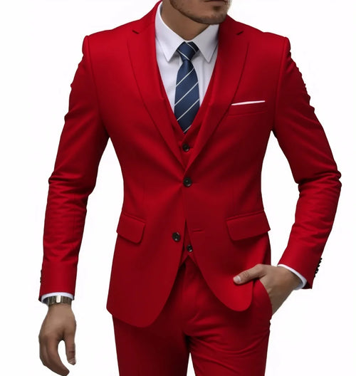13 Color Basic Style Men's Casual Solid Color 3 Pieces Suits / Male