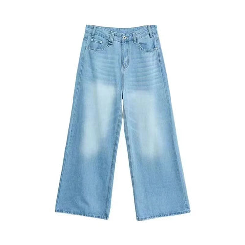 Summer Men Baggy Jeans Unisex Vintage American Style Straight Wide Leg