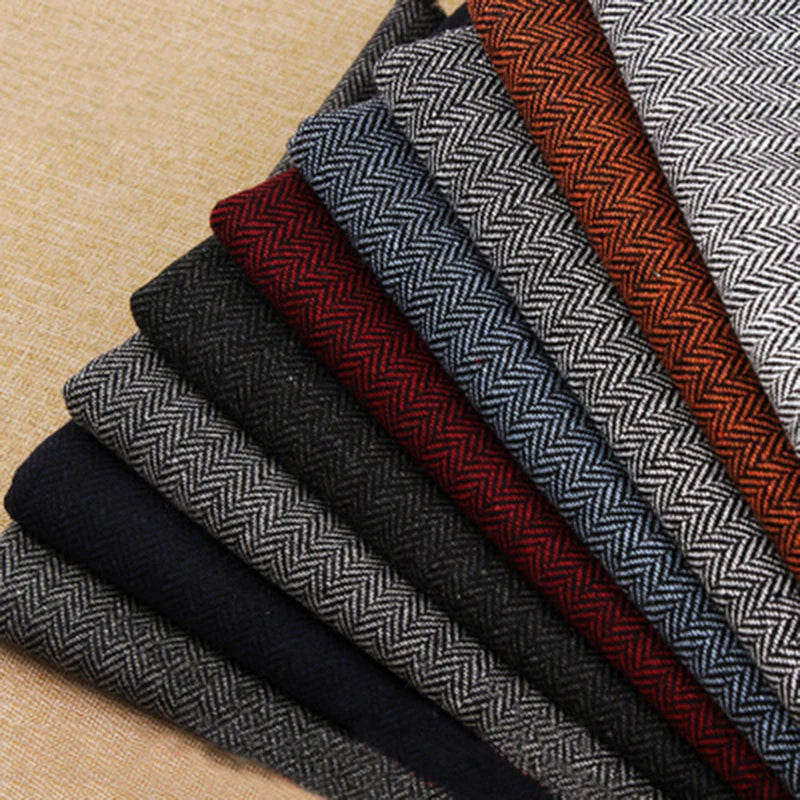 Gray Wool Tweed Winter Suit for Men Herringbone Slim Fit Formal Groom