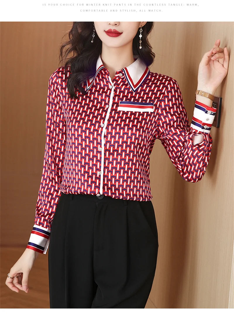 FANIECES S-4XL Ropa De Mujer Female Red Plaid Printed Blusas Shirt