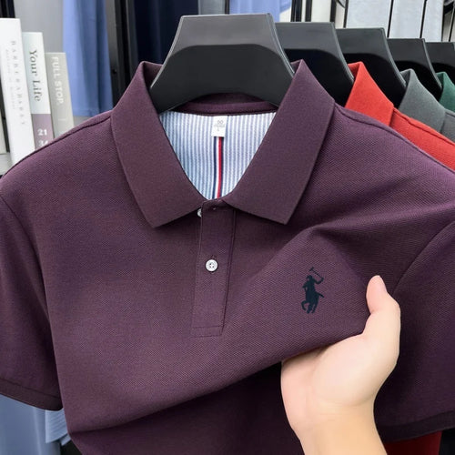 100% pure cotton 2026high-end brand men's short sleeve polo shirt