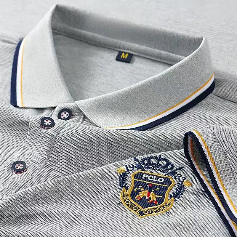 Men's Summer Embroidered Polo T-Shirt Short Sleeve Lapel Design